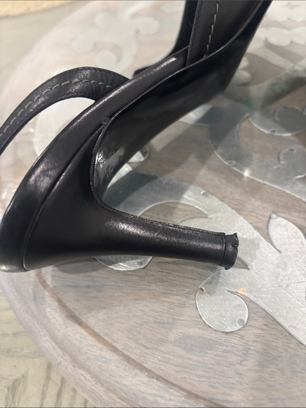 Salvatore Ferragamo Black Leather Pointed Slingback Heels - Picture 7 of 14
